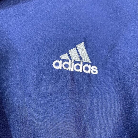 Vintage 90's ADIDAS 1/4 Button Navy Blue Pullover Windbreaker Jacket Mens Large - Picture 2 of 11